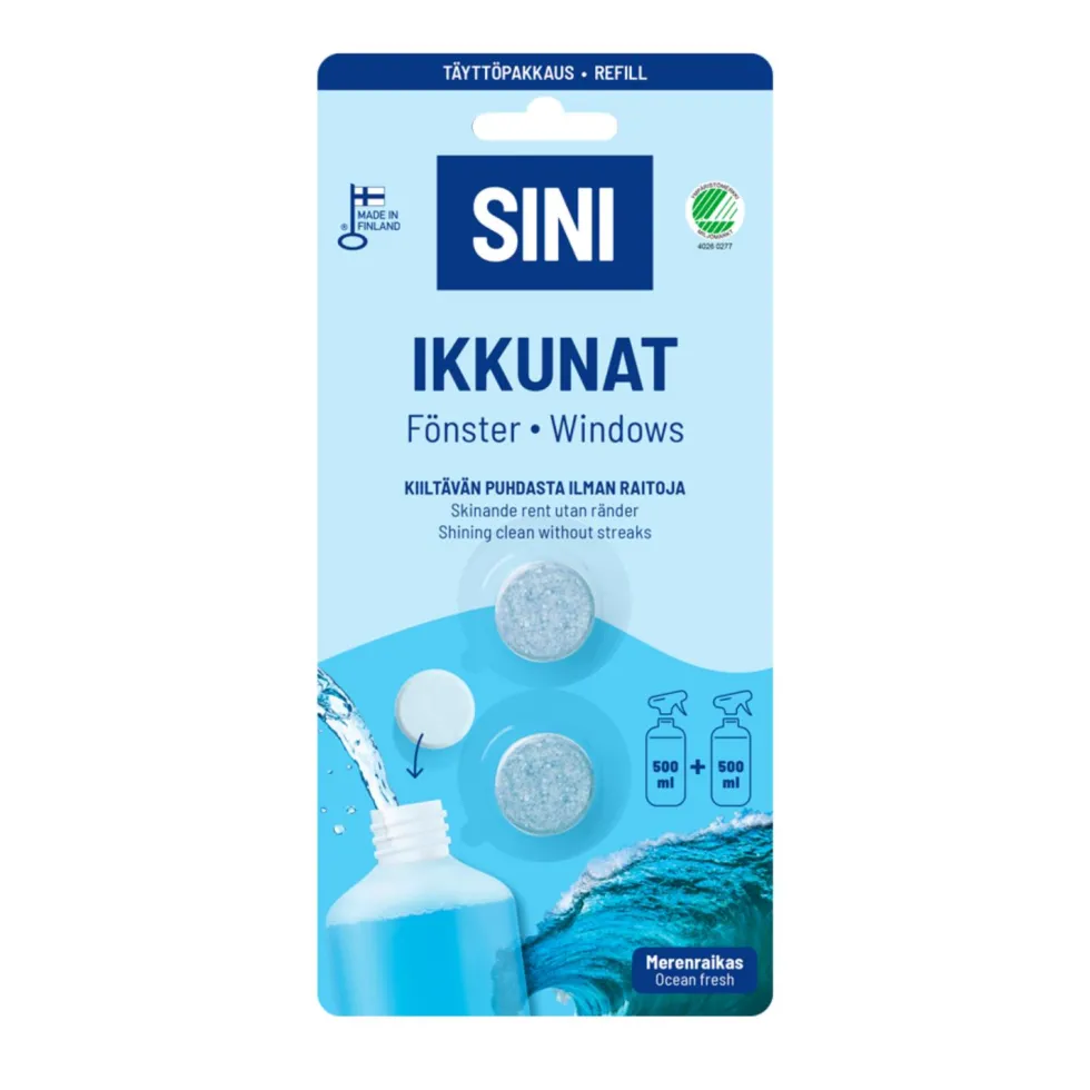 Ikkunanpuhdistusaine, täyttöpakkaus – 2 tablettia