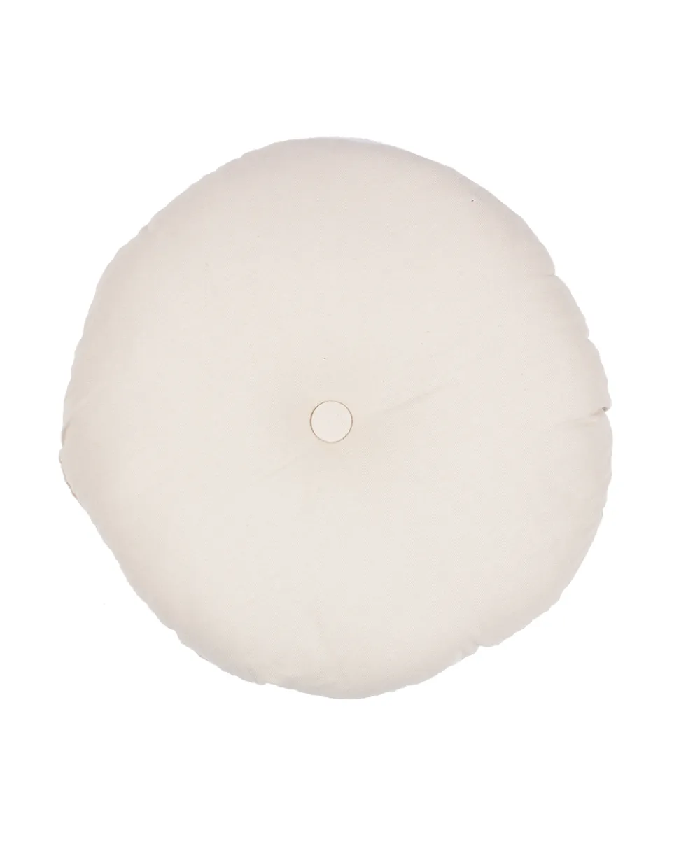 Pyöreä tyyny napilla beige